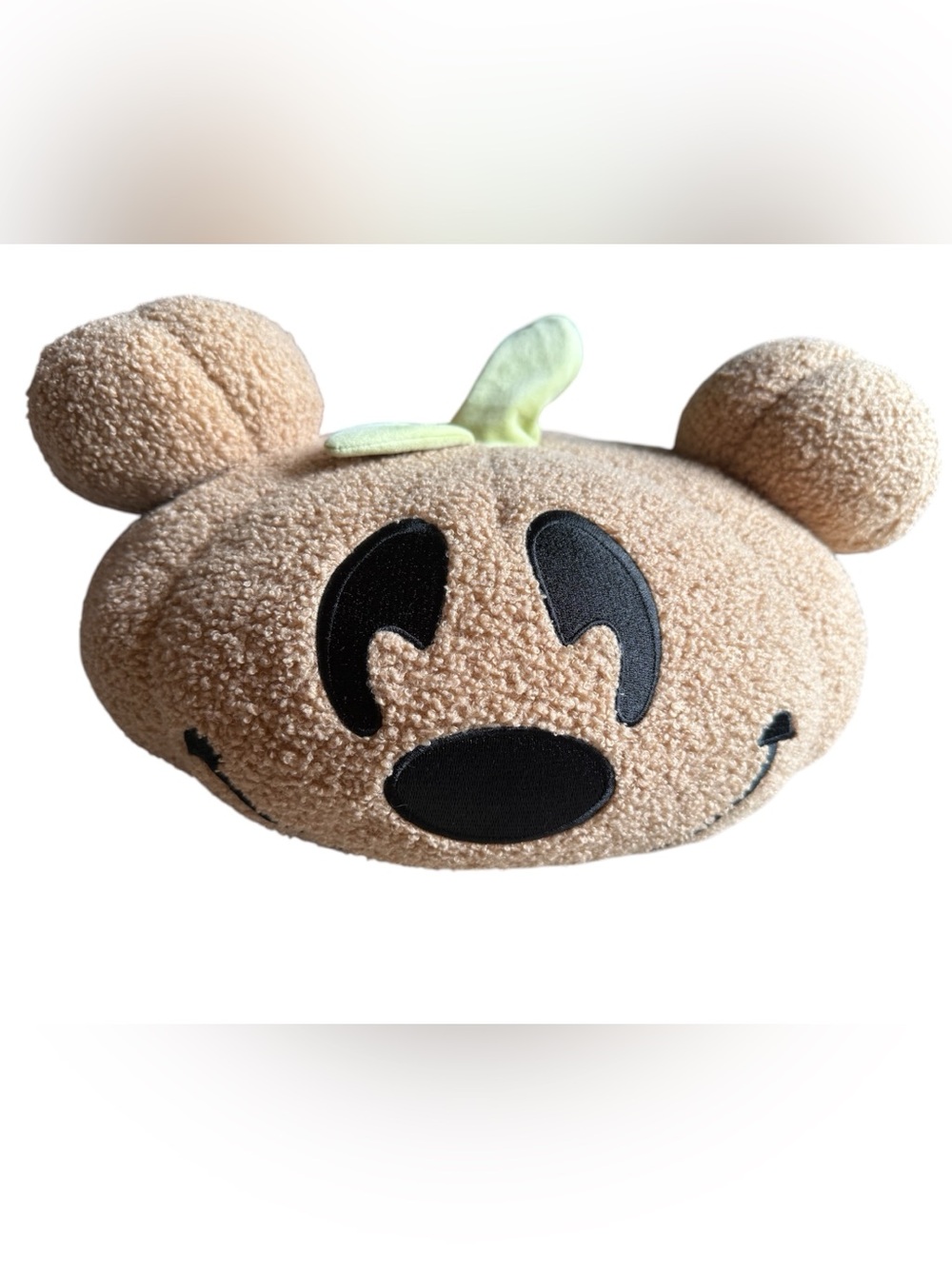 Tan Sherpa Mickey Mouse Pumpkin decorative pillow